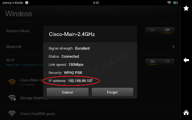 find kindle fire mac address